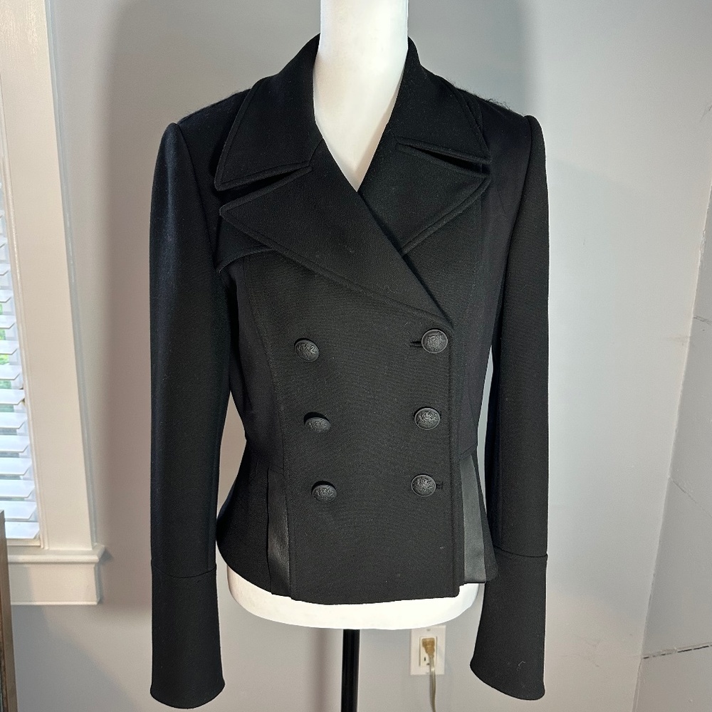Elie Tahari Fitted Black double breasted jacket. Size 10 - runs small - Like new